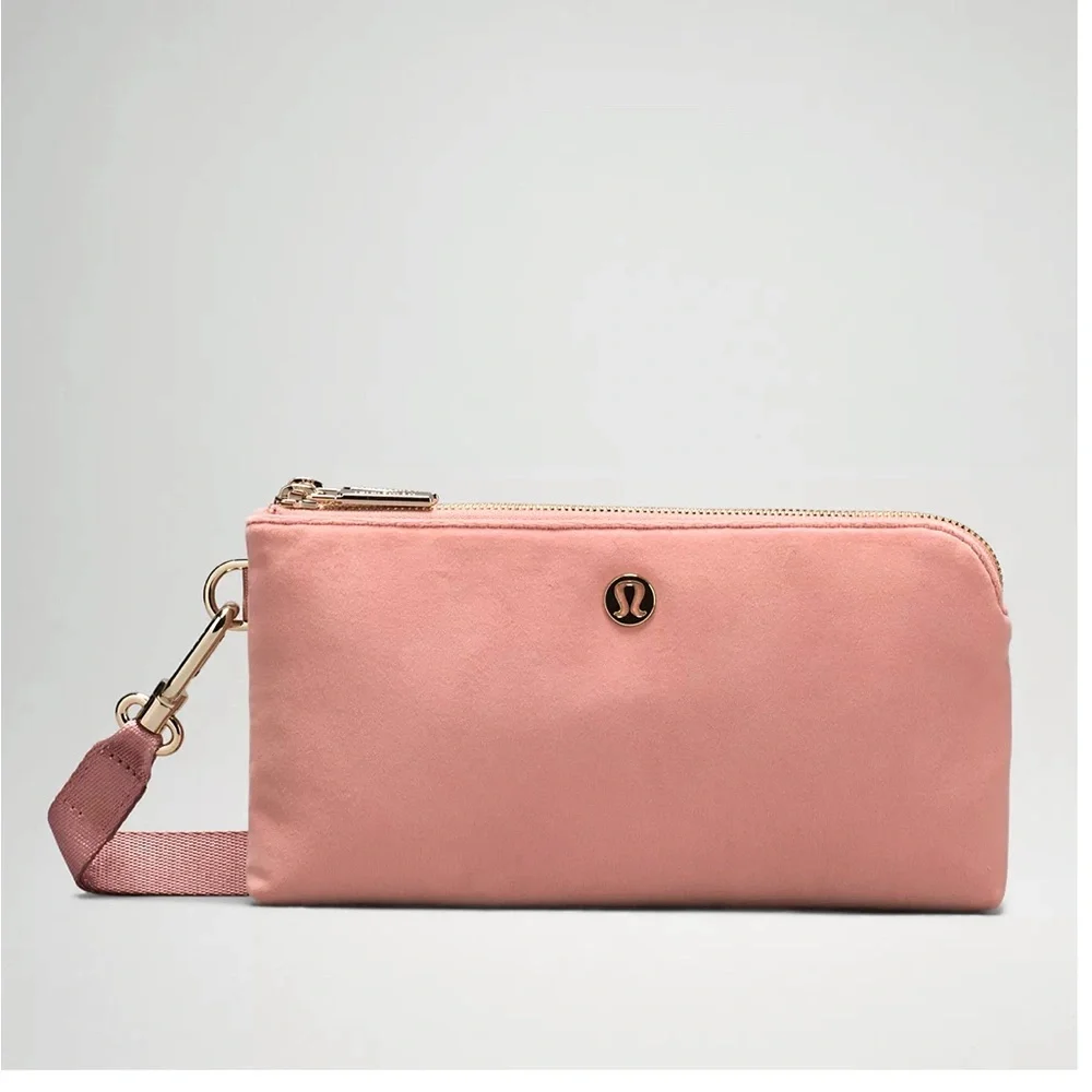 •Lululemon• Curved Velour Wristlet Pink Pastel LIMITED EDITION- GOLD Hardware - Picture 5 of 16